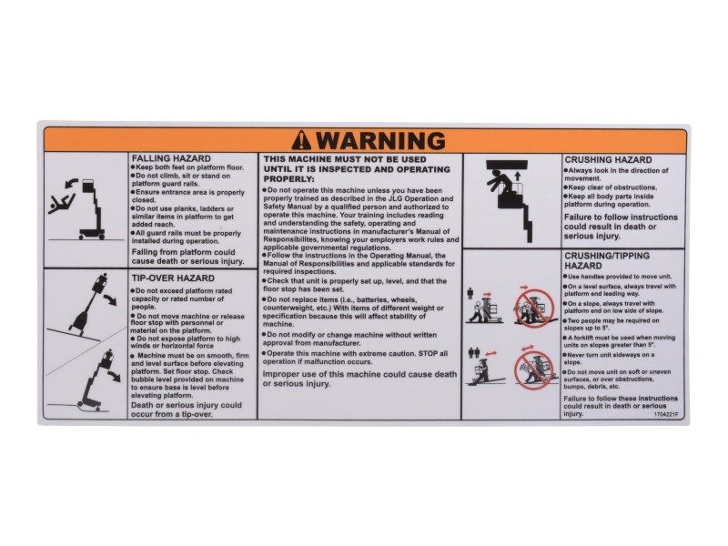 1704221 Warning Decal | JLG