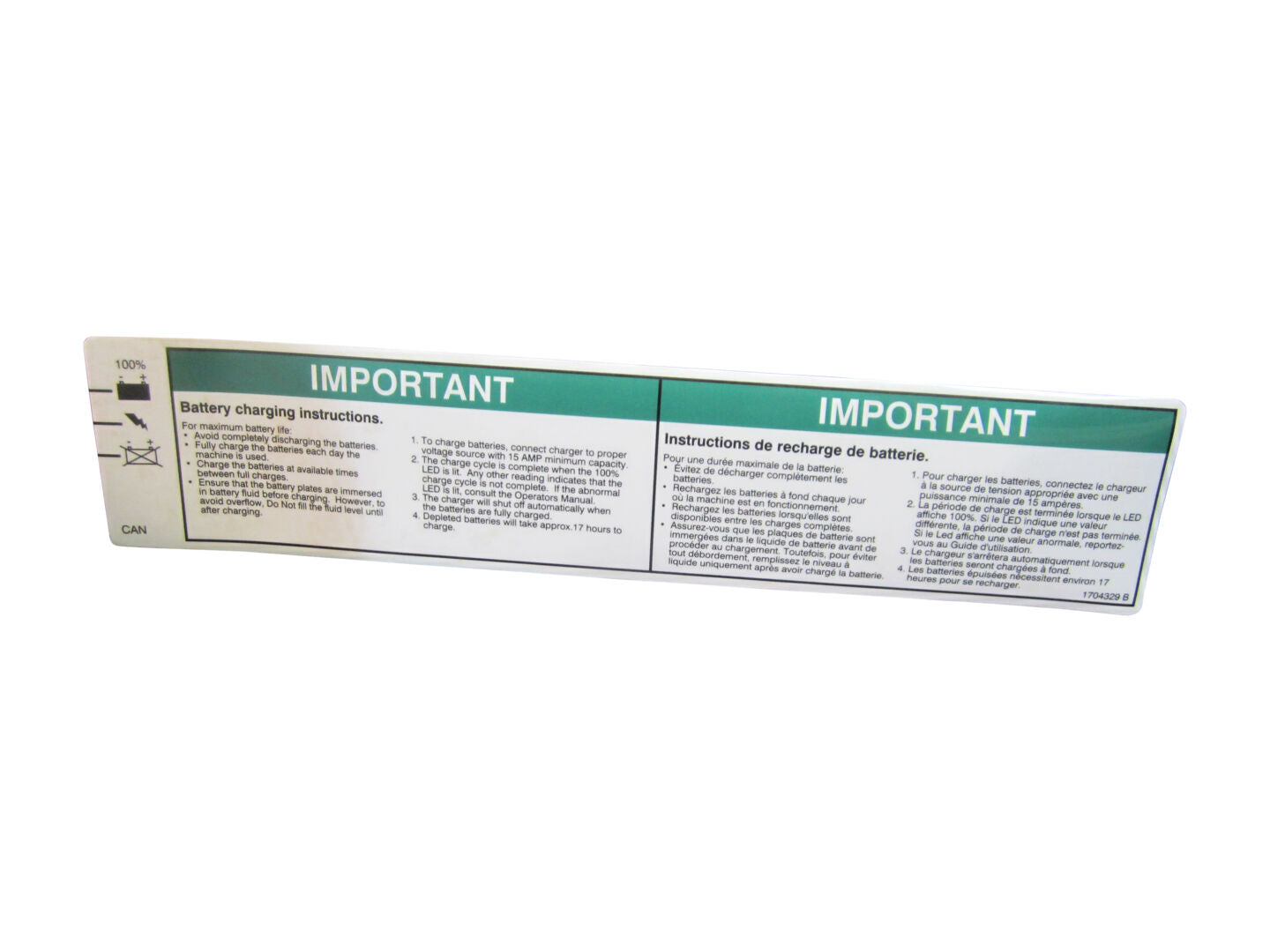 1704328 Bat Charge Instr (Dom2) Decal | JLG