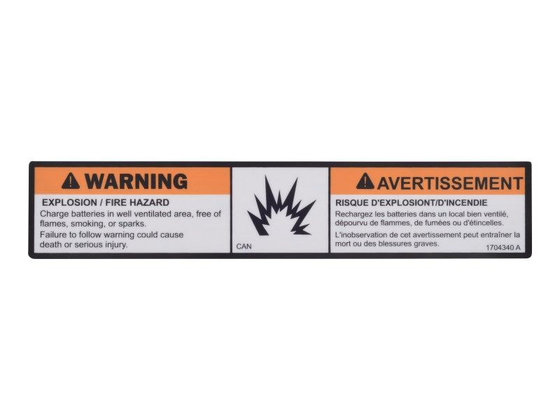 1704340 Decal, Warn Batt Vent (Can) | JLG