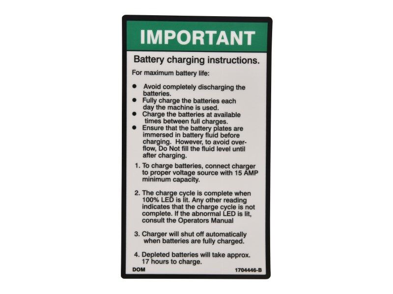 1704446 Charging Instr Decal | JLG