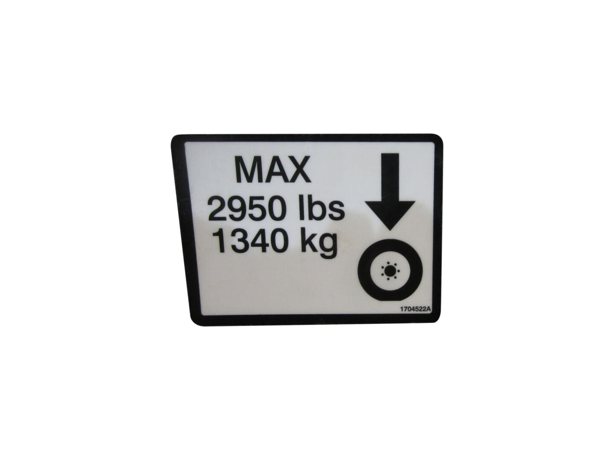 1704522 Decal, Max Tire Load | JLG