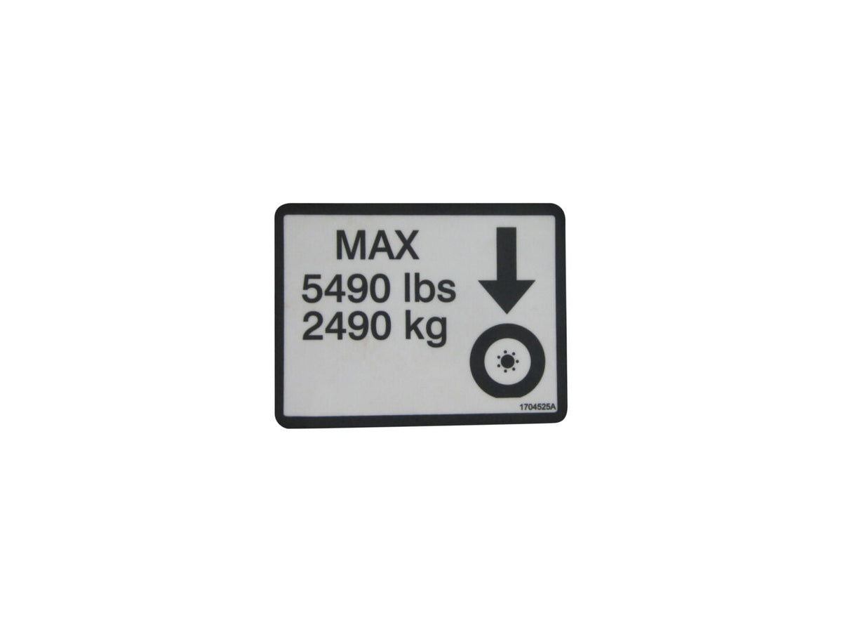 1704525 Decal, Max Tire Load | JLG