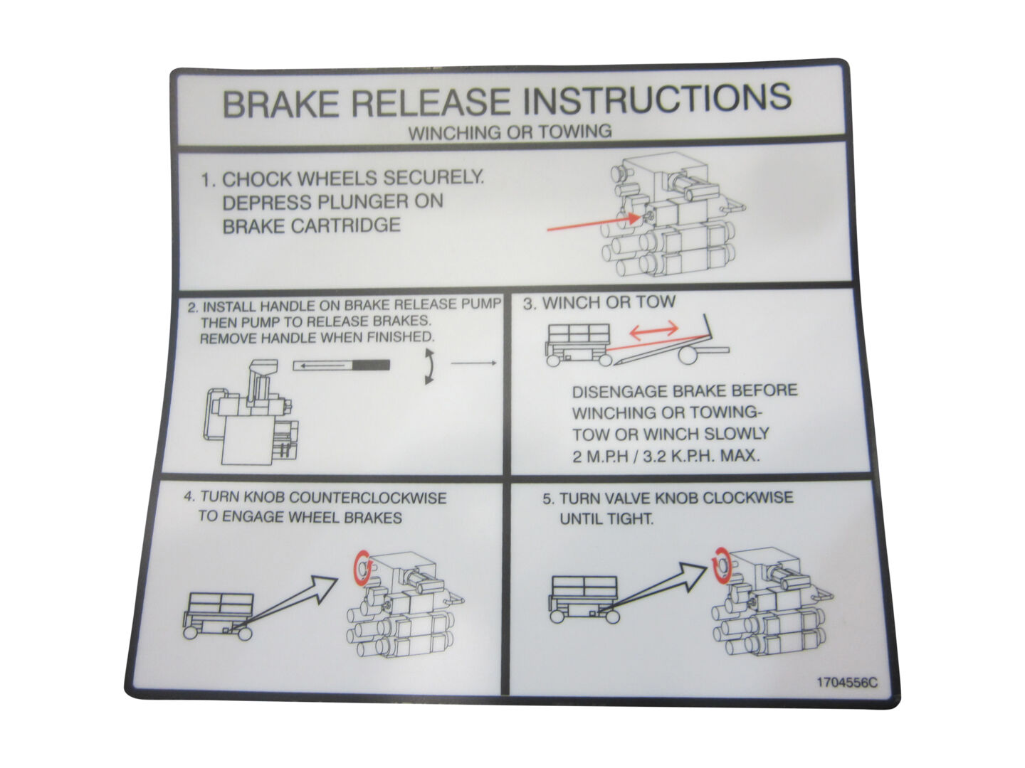 1704556 Towing/Winching/Tow Spee Decal | JLG