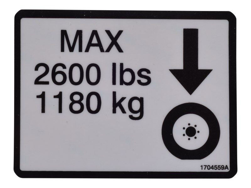 1704559 Decal, Max Tire Load | JLG