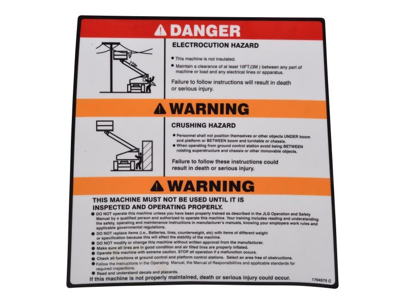1704575 Warning/Danger Mtb Decal | JLG