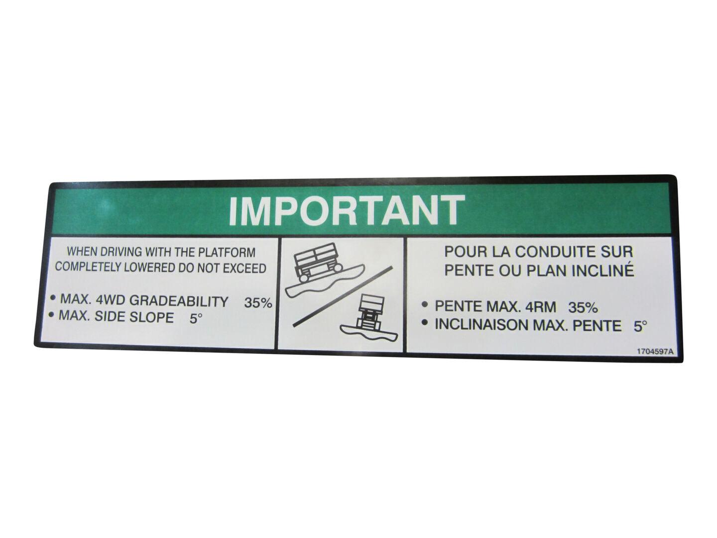 1704597 Gradeability (Ansi/Fre) Decal | JLG