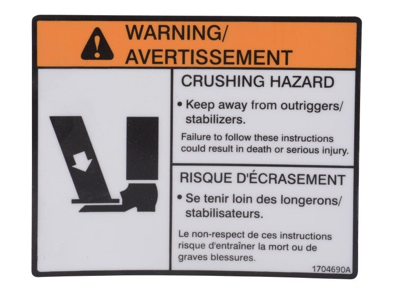 1704690 Fre) O/R Warning (Eng Decal | JLG