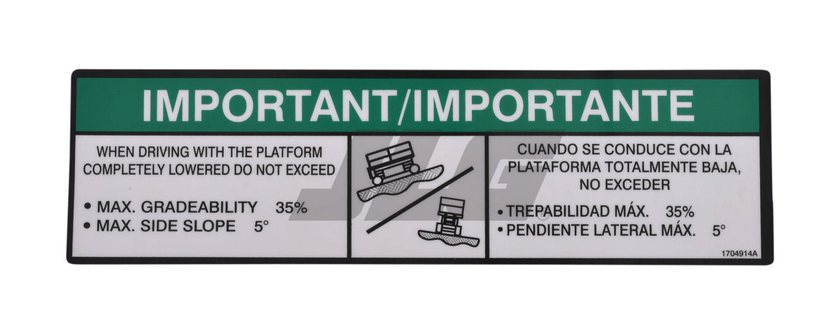 1704914 Decal, Gradeability | JLG