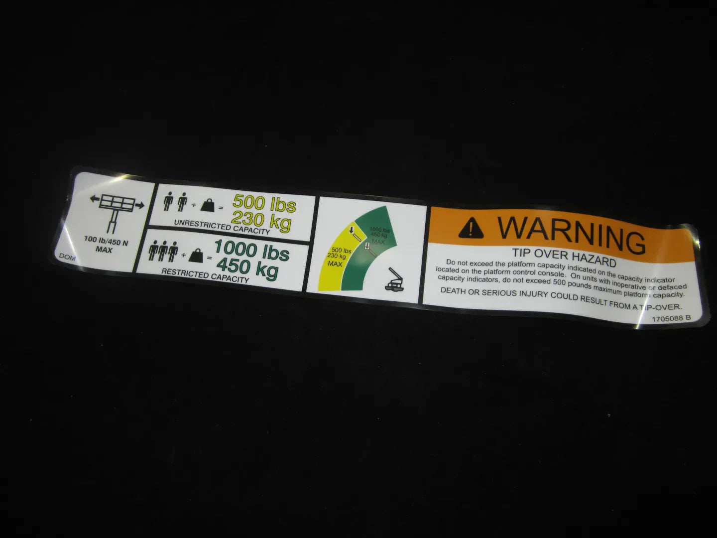 1705088 Dual Cap.500# (Dom) Decal | JLG