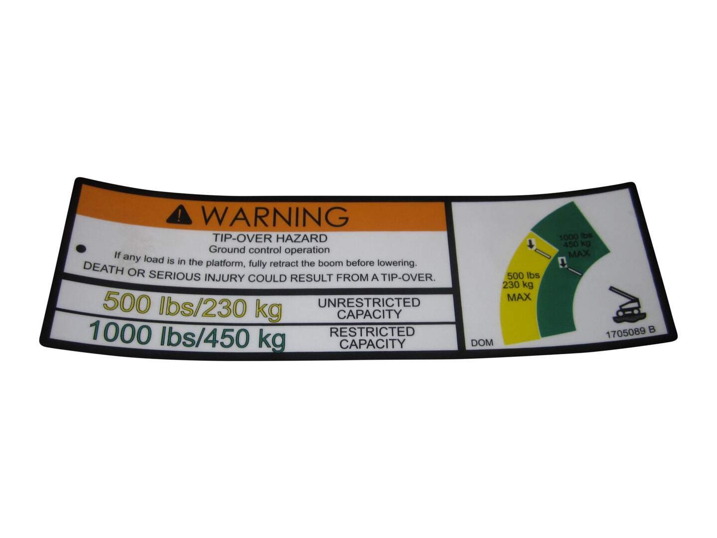 1705089 Dual Cap 500# (Dom)Mtb Decal | JLG