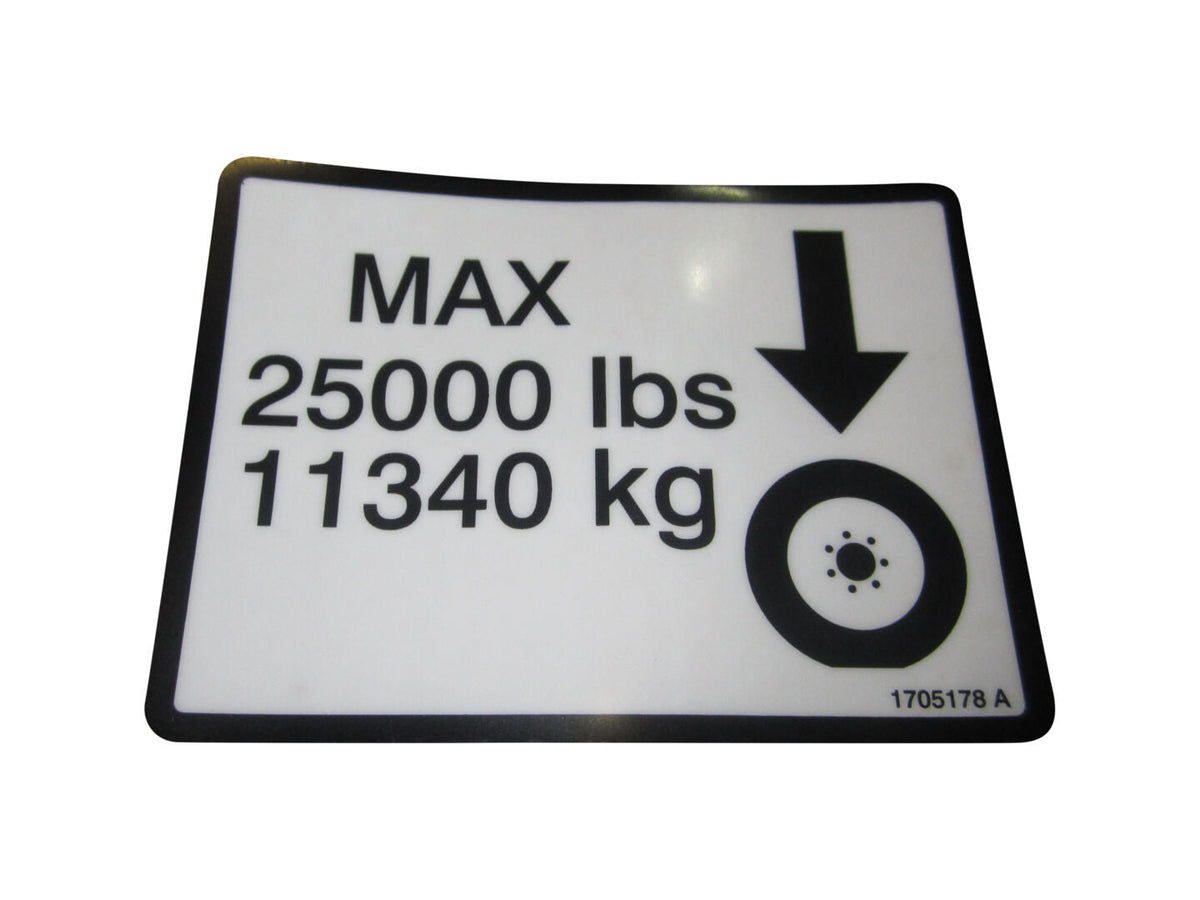 1705178 Decal, Max Tire Load 25000# | JLG
