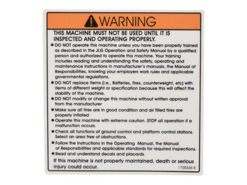 1705336 Inspection 1350SJP Decal | JLG