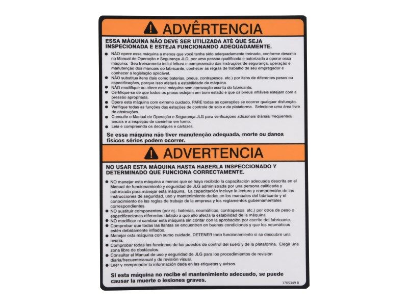 1705349 Inspection Por/Spa (1350S Decal | JLG