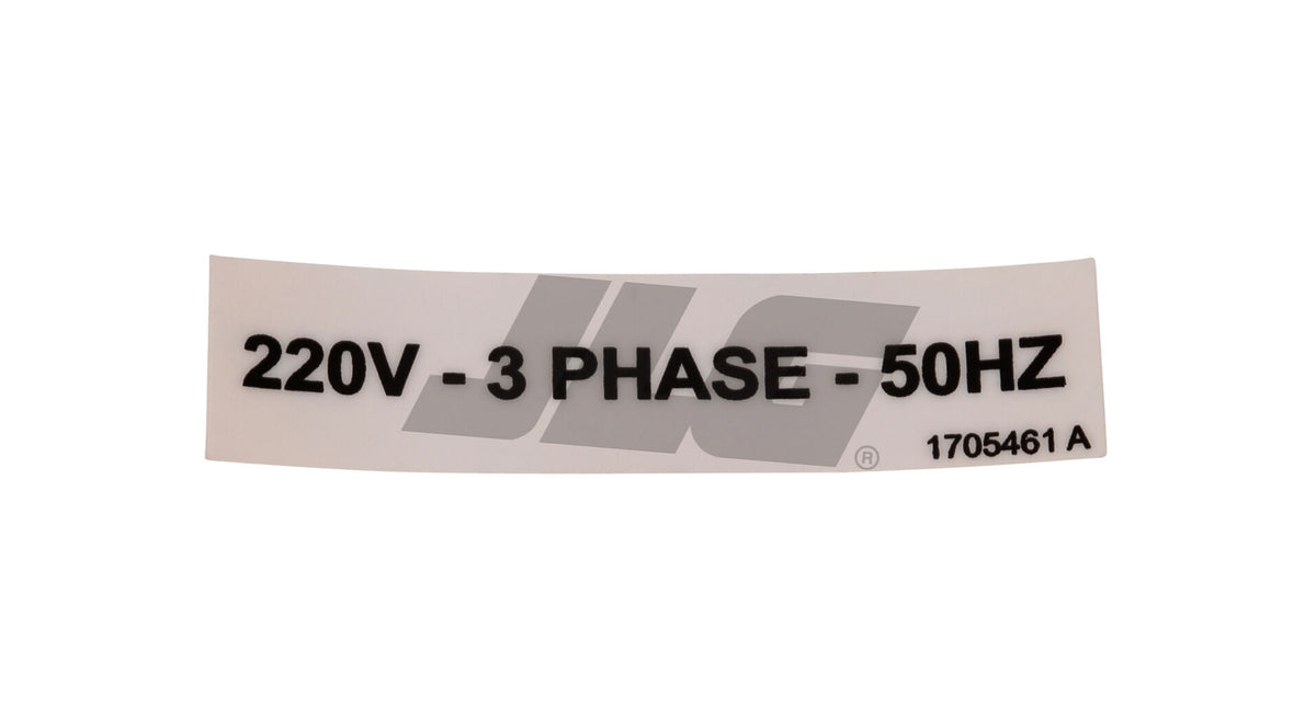 1705461 Decal, 220V 3 Phase 50Hz | JLG