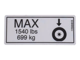 1705648 Decal, Tire Load (1540Lb/699Kg) | JLG