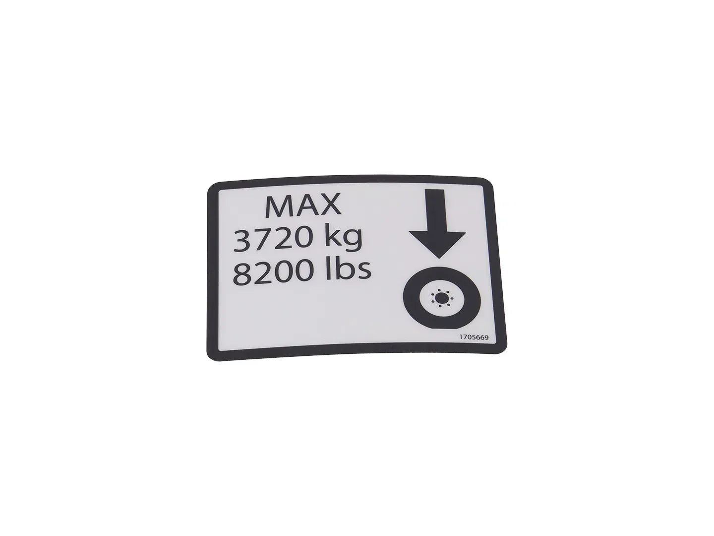 1705669 8200# Max Tire Load Decal | JLG