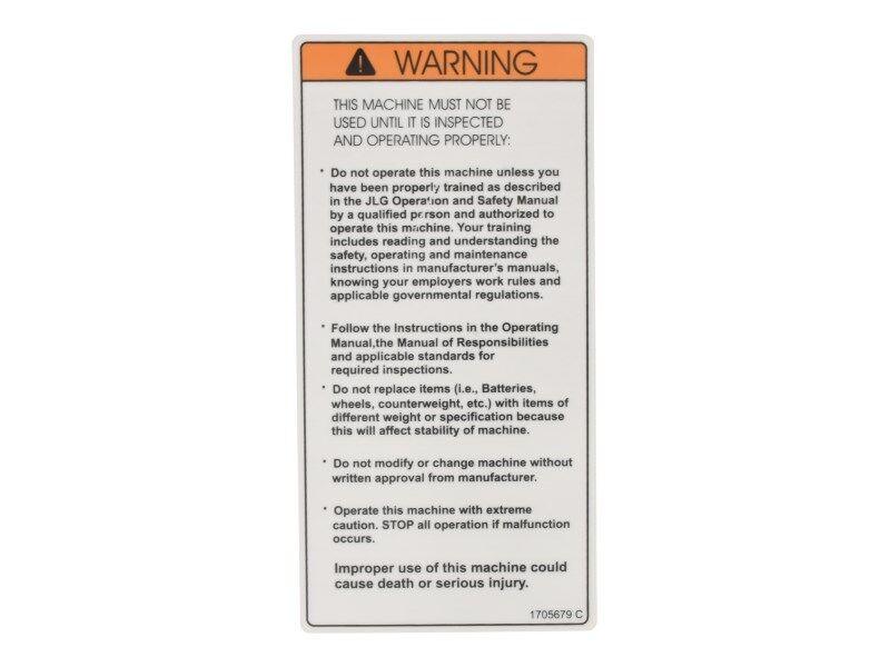 1705679 Decal, Inspection (Plf) | JLG