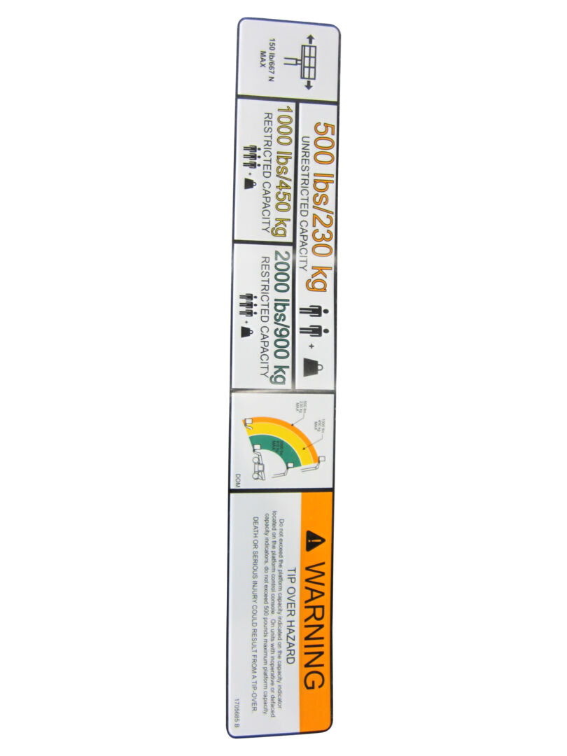 1705685 Warning Dual Cap (Dom) Decal | JLG