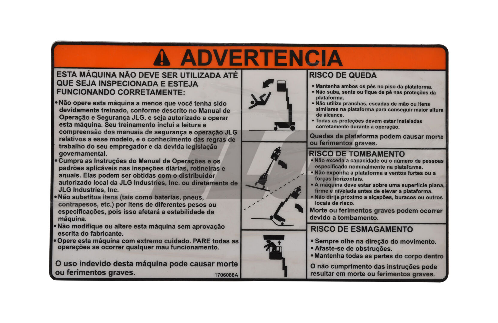 1706088 Warning Decal | JLG