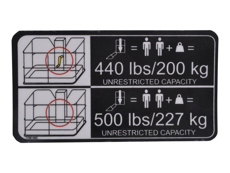 1706106 Decal, Capacity MTB T350 | JLG