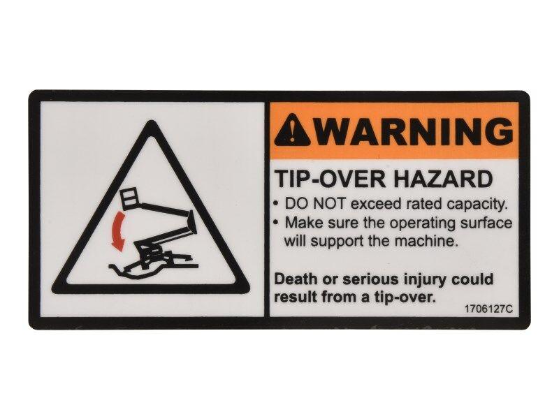 1706127 Tip Over (Engine) Decal | JLG