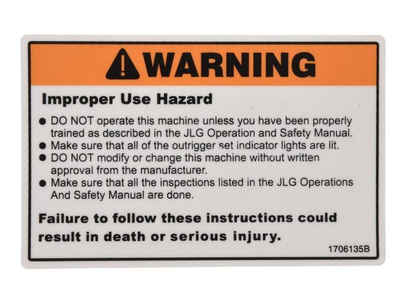 1706135 Decal, Warning Inspection | JLG
