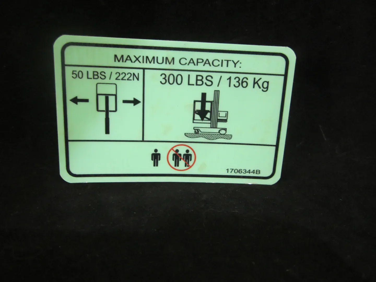 1706344 Capacity (300Lbs) Decal | JLG