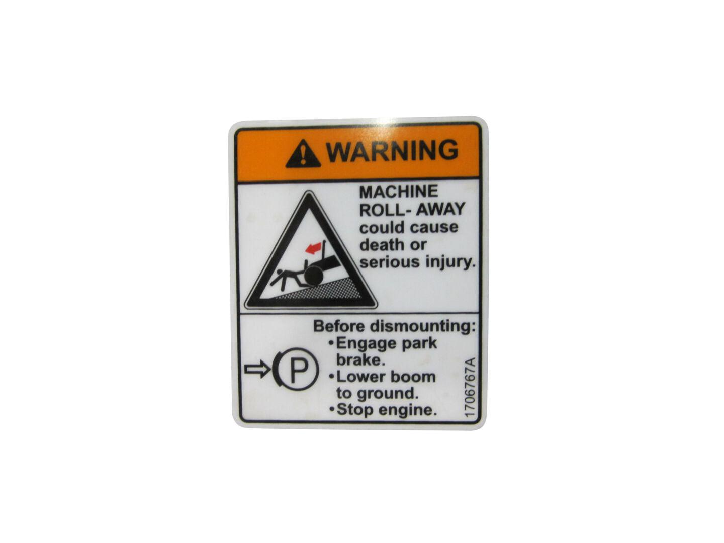 1706767 Vehicle Roll Away Decal | JLG