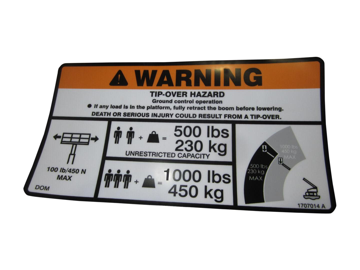 1707014 Warning Dual Capacity Decal | JLG