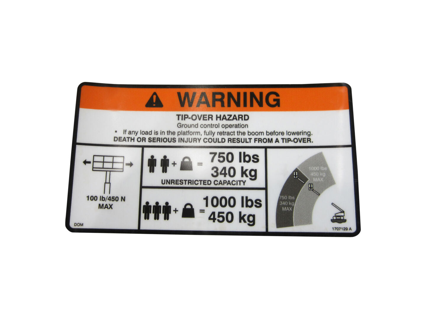 1707129 750Lb Dual Cap (Mtb)Dom1 Decal | JLG