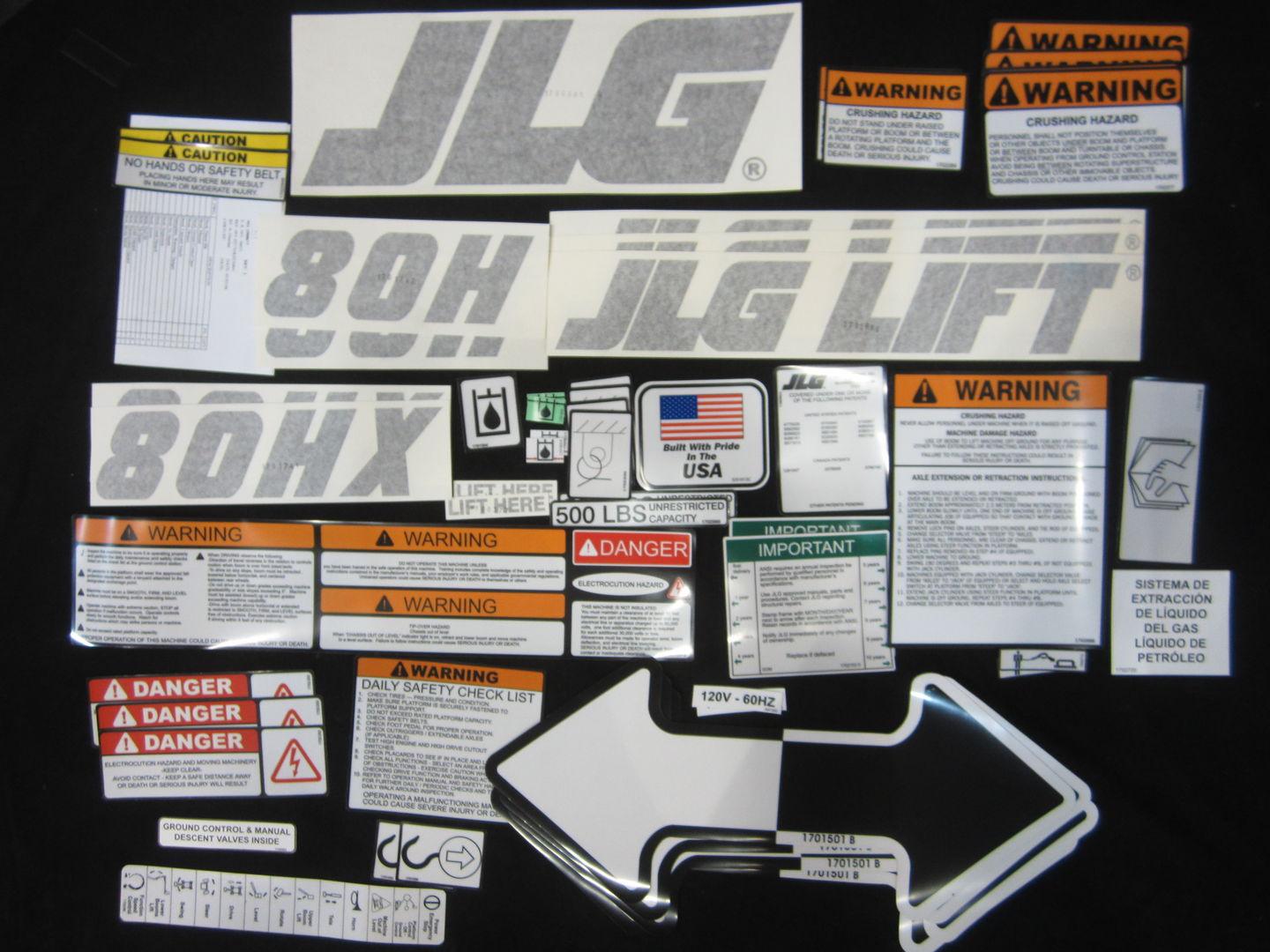 2900677 Decals 80H/HX (Brn) Placards | JLG