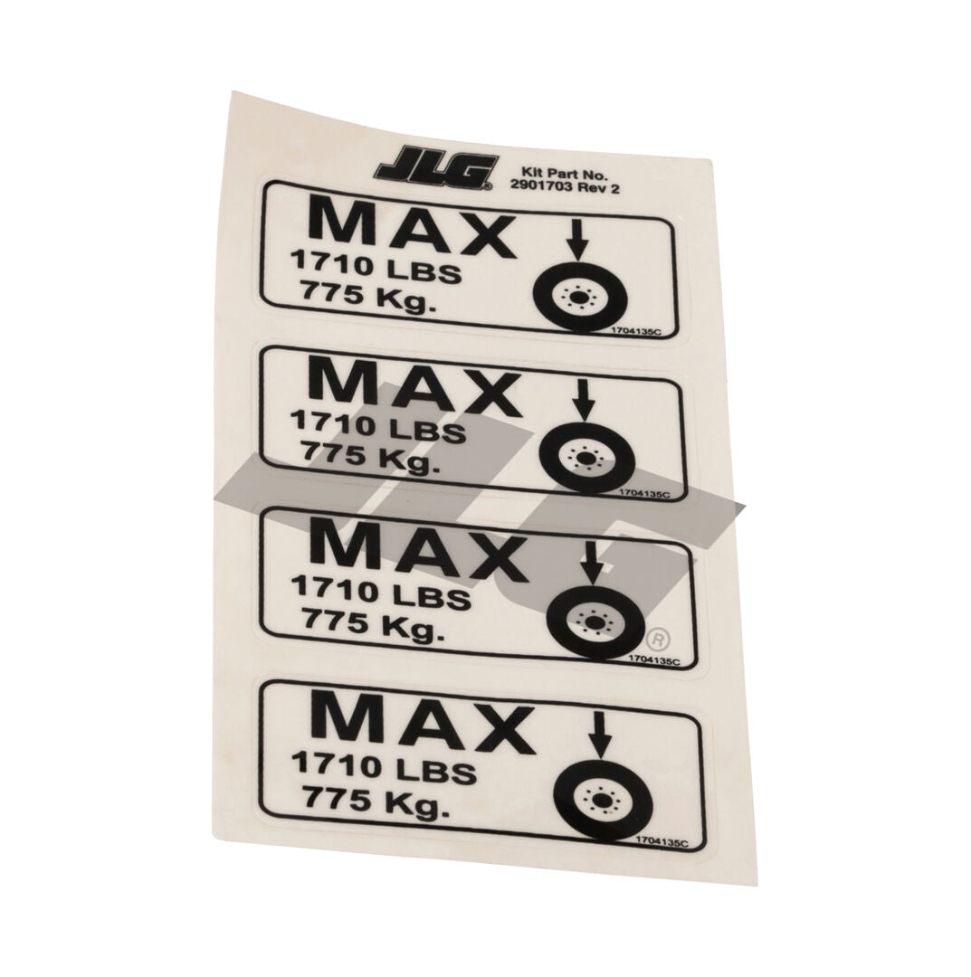 2901703 Decal, Max Tire (D/C/E/L/A/B/J) | JLG