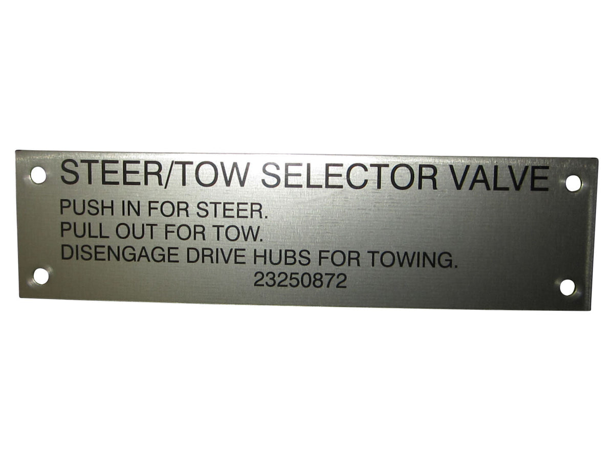 3250872 Nameplate, Steer/Tow Sel. Valve | JLG