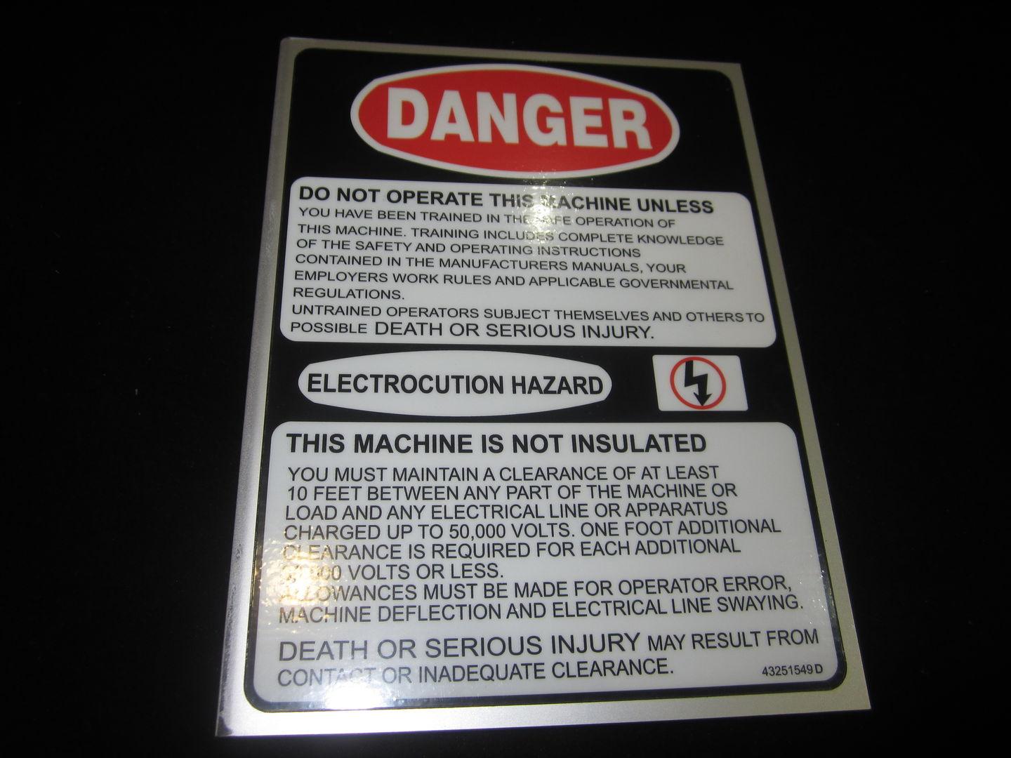 3251549 Danger Nameplate | JLG