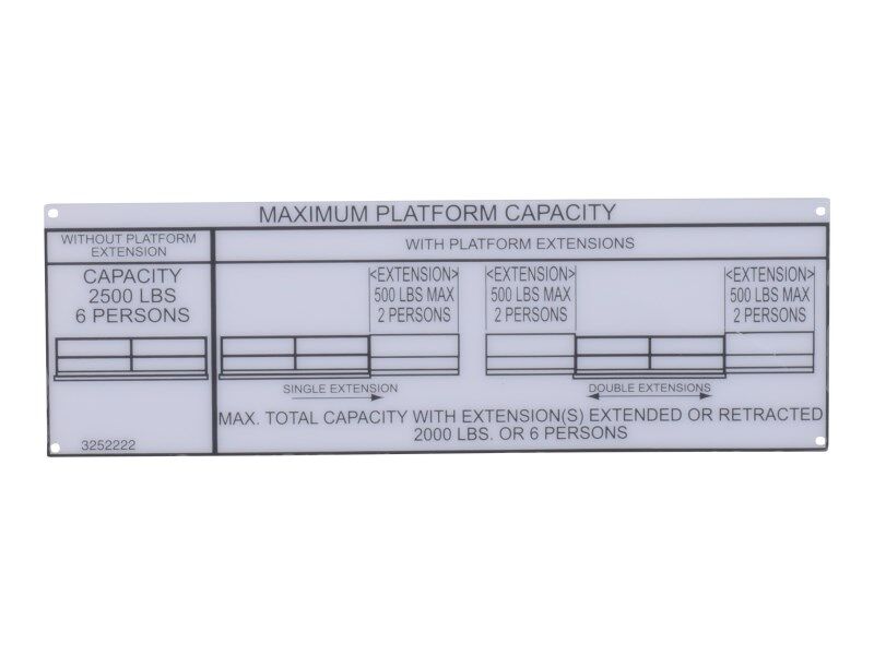 3252222 Nameplate, Cap (Dom/Csa) | JLG