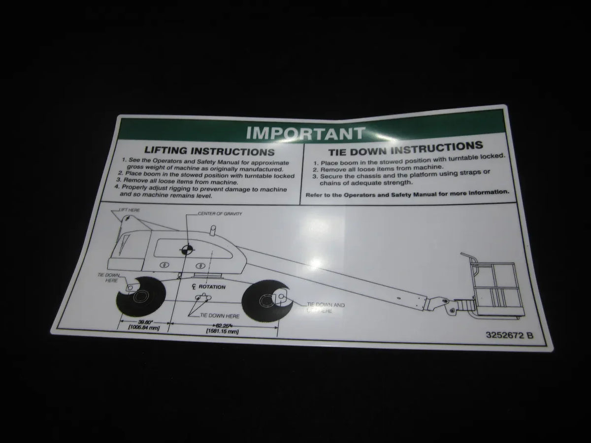 3252672 Nameplate, Lift Dia 400 (Dom) | JLG