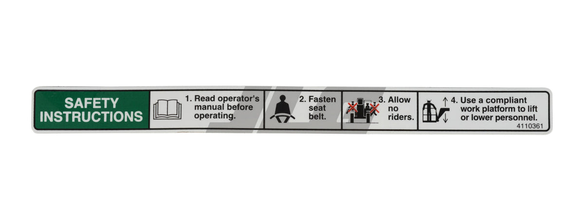 4110361 Decal Safety Instructions | JLG