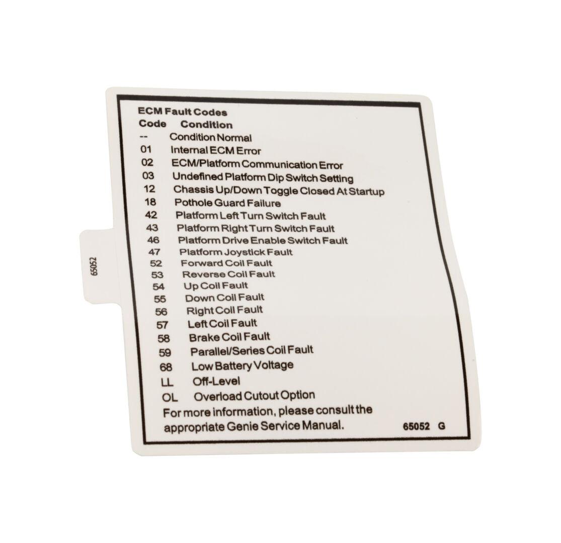 65052 Fault Codes | Genie