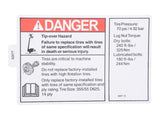 70041485 Decal, Danger Tire Spec | JLG