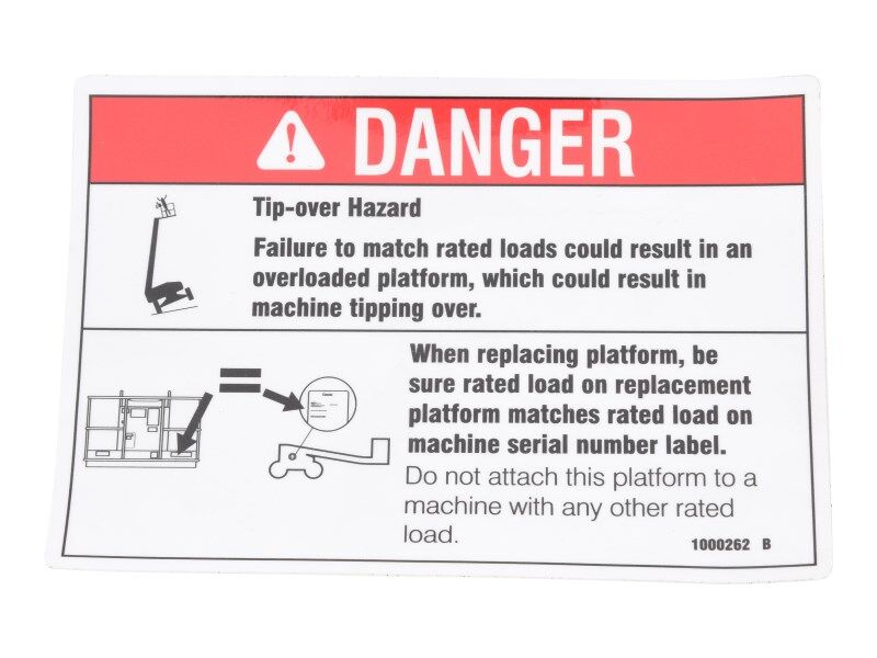 1000262 Platform Tip-Over Danger Decal | Genie