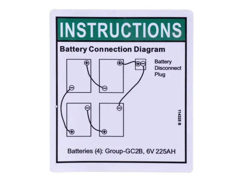 114325 Battery Conn Diag Decal | Genie
