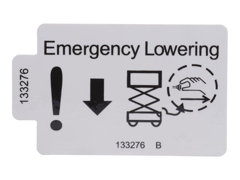 133276 Decal, Emergency Lowering | Genie