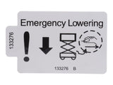 133276 Decal, Emergency Lowering | Genie