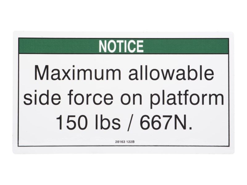 28163 Notice Max Side Force Ansi | Genie