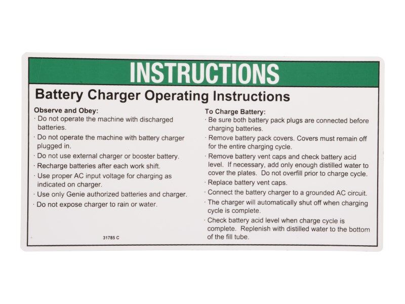 31785 Notice, Charger Instruct | Genie