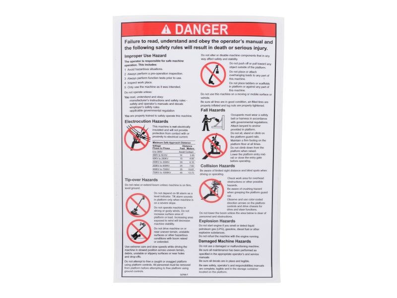 32700 Decal Danger Gen Saf Rules | Genie