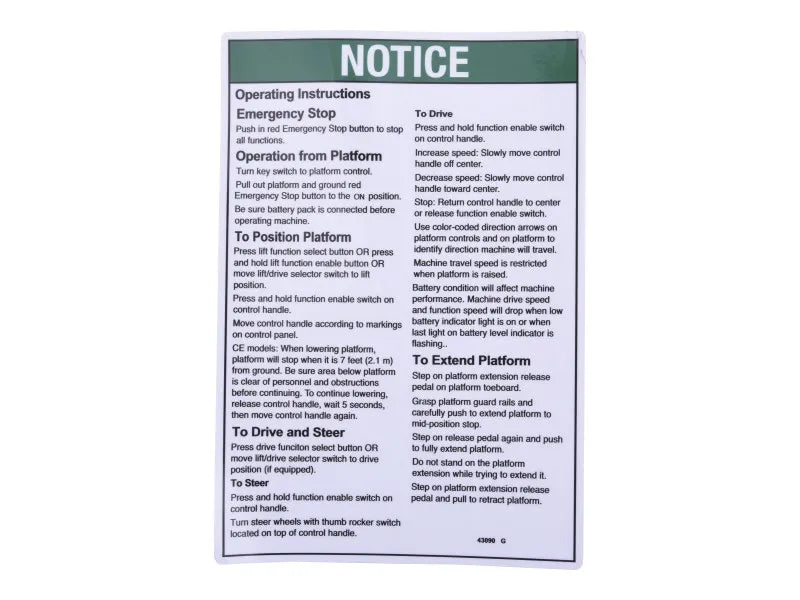 43090 Pcp Oper Instr Notice | Genie