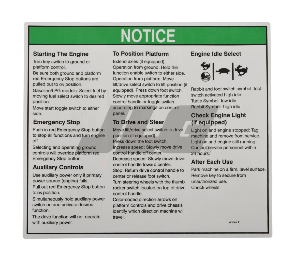 43647 Decal Notice Oper Inst | Genie