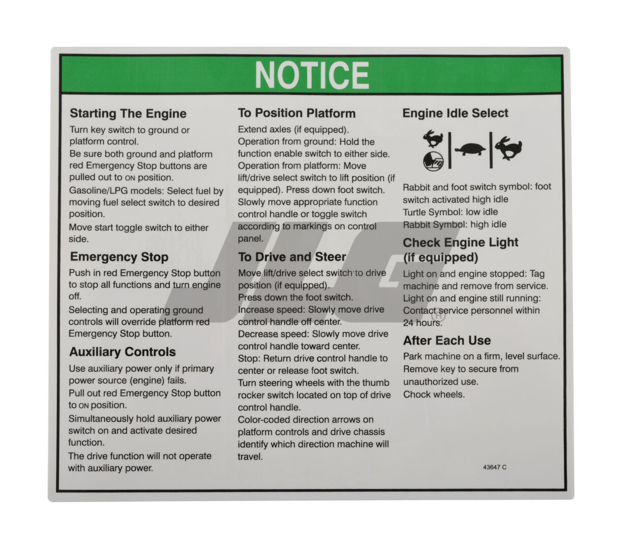 43647 Decal Notice Oper Inst | Genie