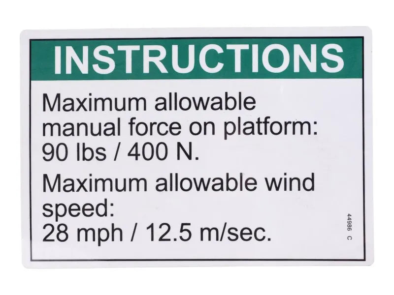 44986 Side Frc/Wind Instr Decal | Genie